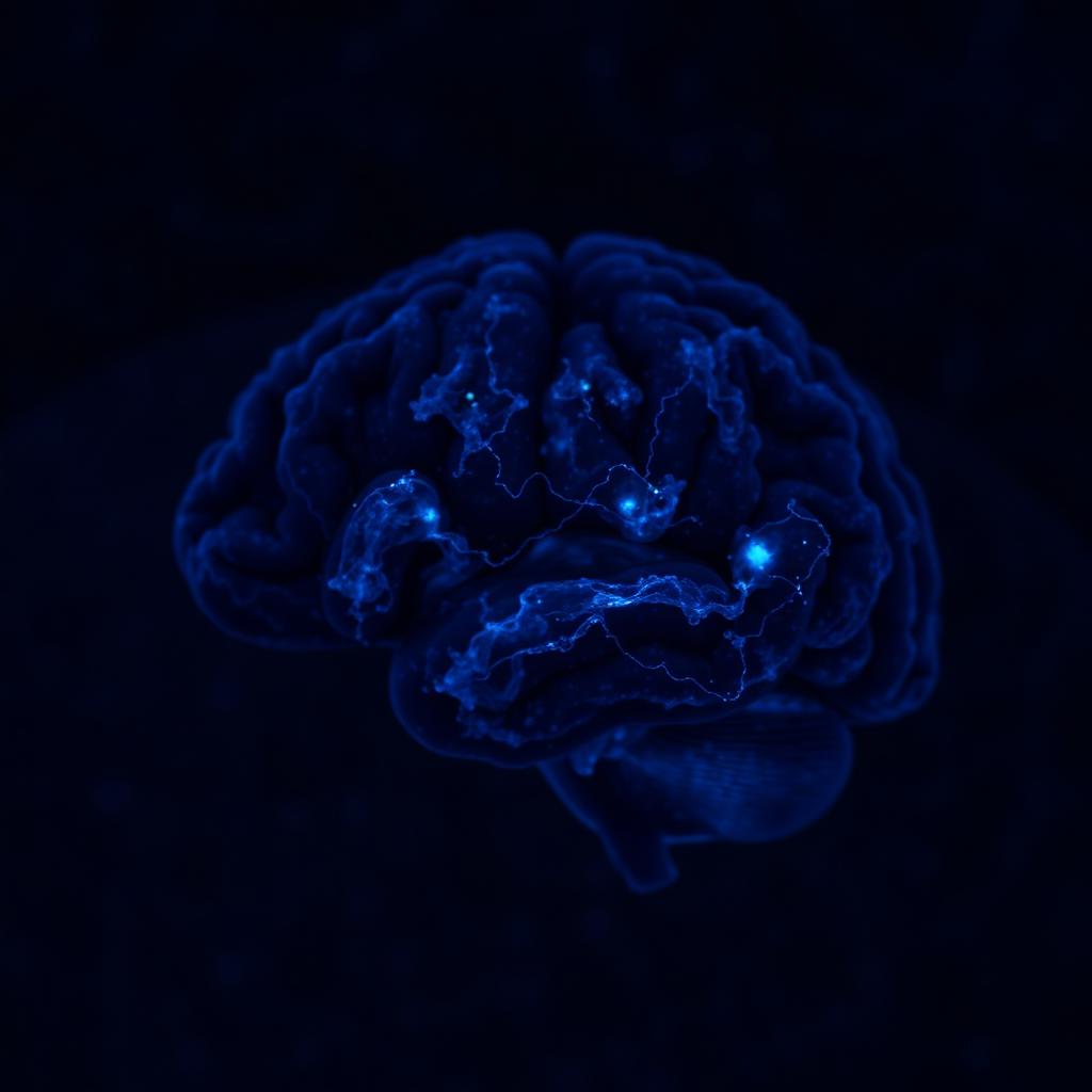 Stained brain tissue showing tau protein tangles associated with CTE